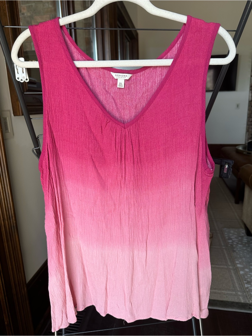 Sonoma Fuchsia to Light Pink Ombre V-Neck Tank